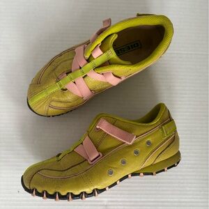 Vintage Diesel Leather Active Strap Green & Pink Shoes Women Size 6